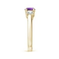 thumbnail image 3 of ANGARA Natural Classic Round Amethyst and Diamond Three Stone Ring in 14K Yellow Gold for Women (Size-6mm) | February Birthstone, Birthday, Anniversary, Jewelry Gift for Women | Natural Amethyst Ring, 3 of 9