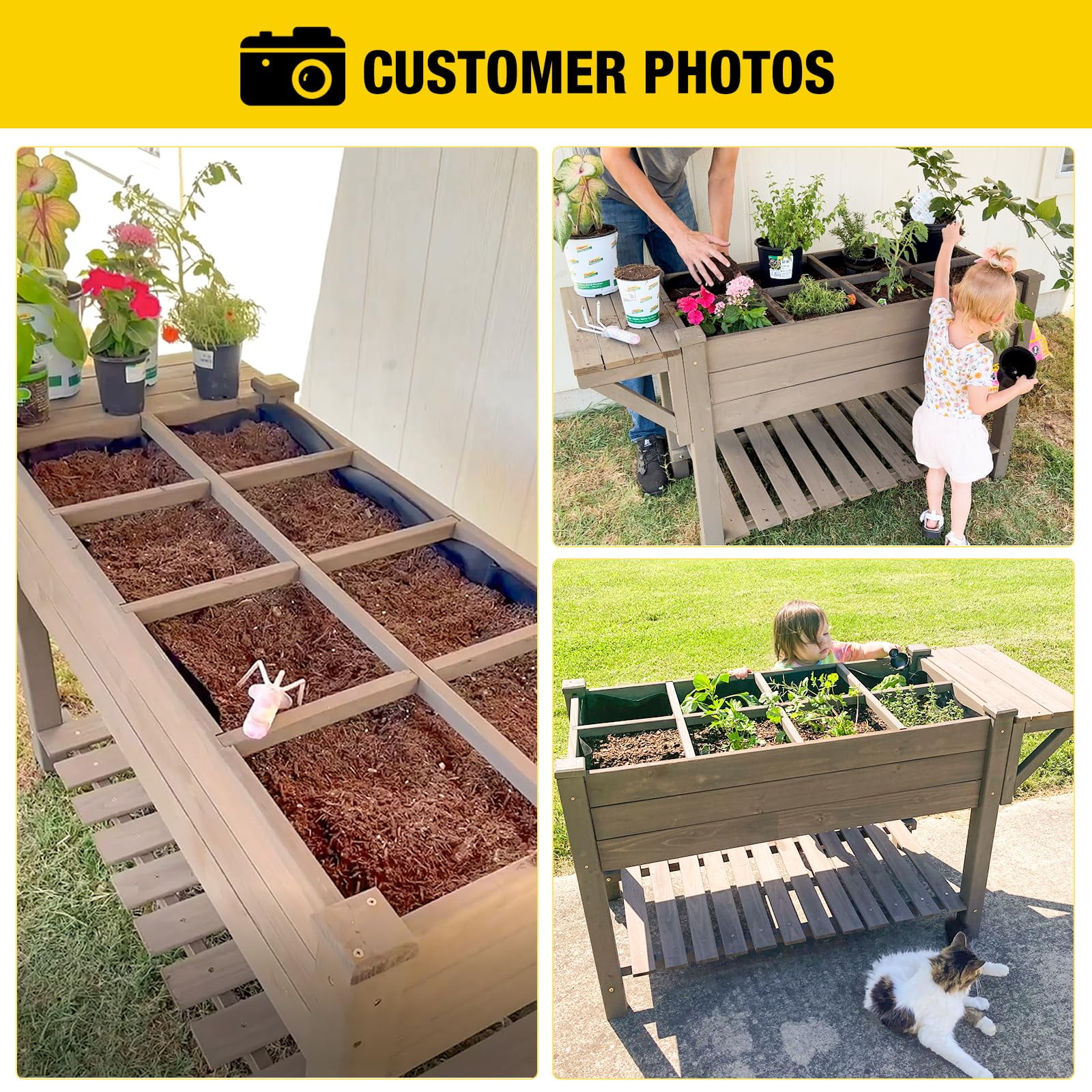 Aivituvin Raised Garden Bed Elevated Wood Planter Box Stand Outdoor Garden Kit