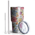 thumbnail image 2 of 30oz Pioneer Flower Tumblers Stainless Steel Tumbler with Lid and Straw,Vacuum Insulated Double Wall Travel Tumbler Cups Mug with Cleaning Brush for Coffee,Tea, 2 of 7