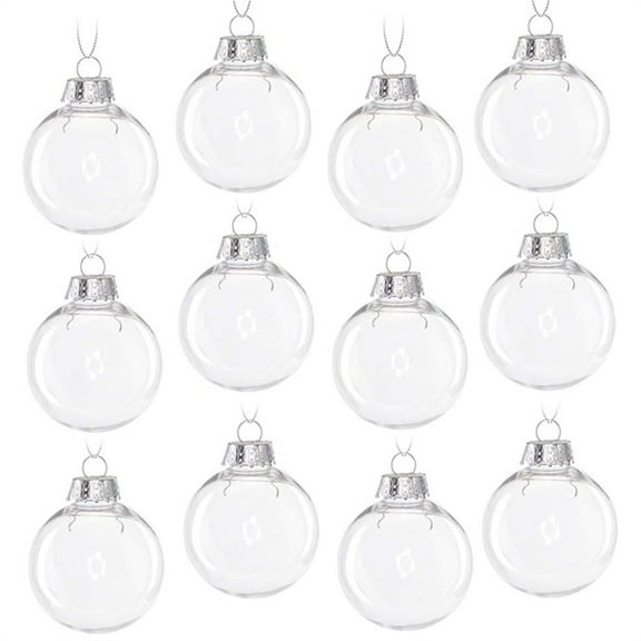 Triani 12Pcs Hanging Clear Plastic Fillable Ornaments Balls 2.36 inch Round Clear Ball Ornament with Lid Transparent Christmas Decoration Baubles