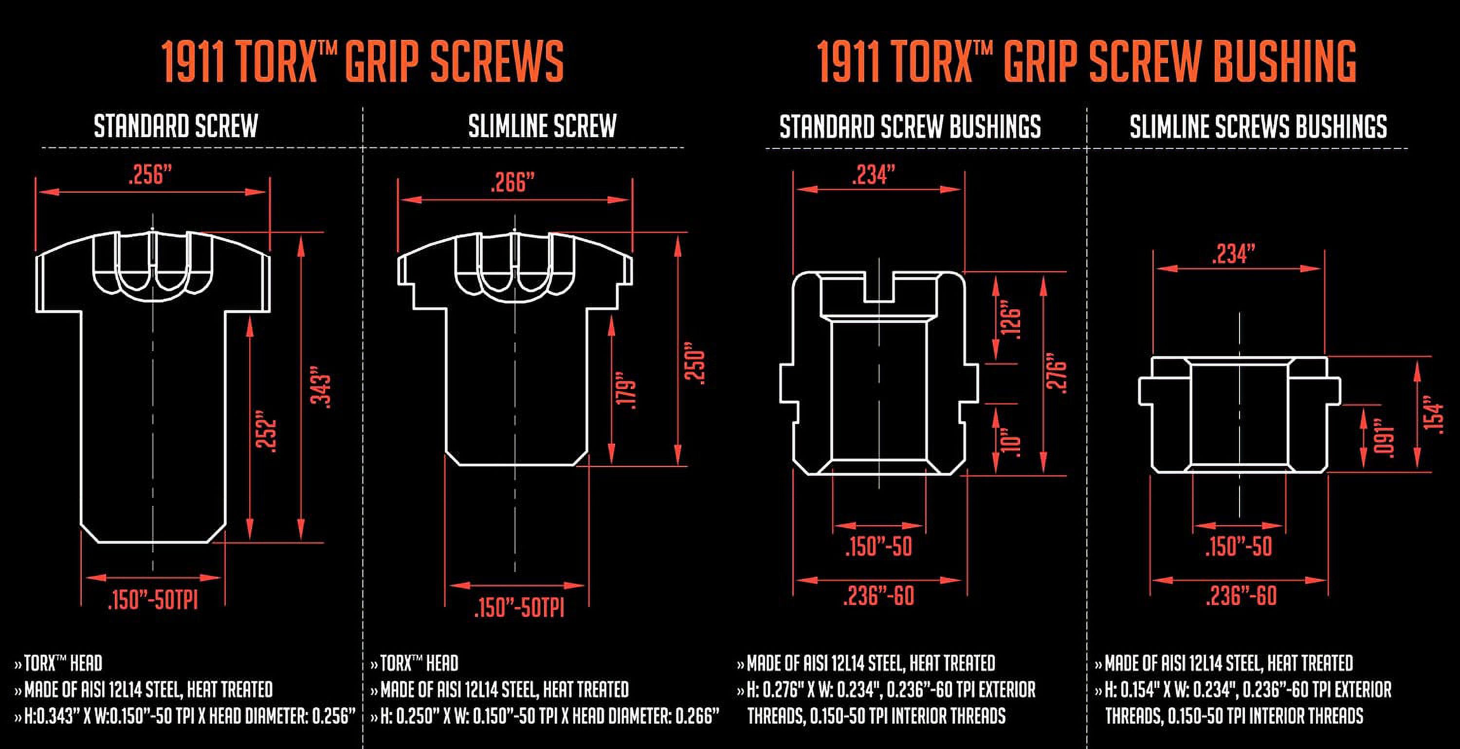 4PCS 1911 Torx Grip Screws – Spiral Design, Colorful With T8 Torx Key