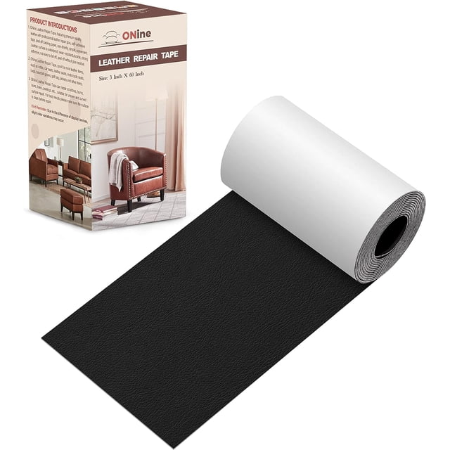 ONine Parche de reparación de cuero, cinta de reparación de cuero, parche de reparación de cuero de 3 x 60 pulgadas para muebles, kit de reparación de vinilo, parche de cuero para sofás, muebles, asie