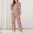 thumbnail image 2 of KLL Fruit Print Women's Long Sleeve Pajamas with Pants Sleepwear Loungewear 2 Set-X-Large, 2 of 7