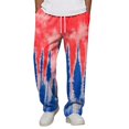 thumbnail image 3 of Men Gradient Tie Dye Printed Baggy Pants Elastic Drawstring Waist Wide Leg Casual Sweatpants Loose Streetwear Long Trousers With Pockets 2XL, 3 of 8