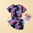 thumbnail image 4 of EnJoCho Girl Picture Outfits Toddler Girl Short Sleeve Tie Dye Printed T Shirt Top Shorts Suit Children School Home Fashion Wear, 4 of 6