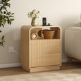 thumbnail image 5 of FANRAL Modern 2 Drawer Nightstand with Charging Station,Wooden Bedside Table with Curved Silhouette & Metal Handles,Natural Oak Night Stand, 5 of 6