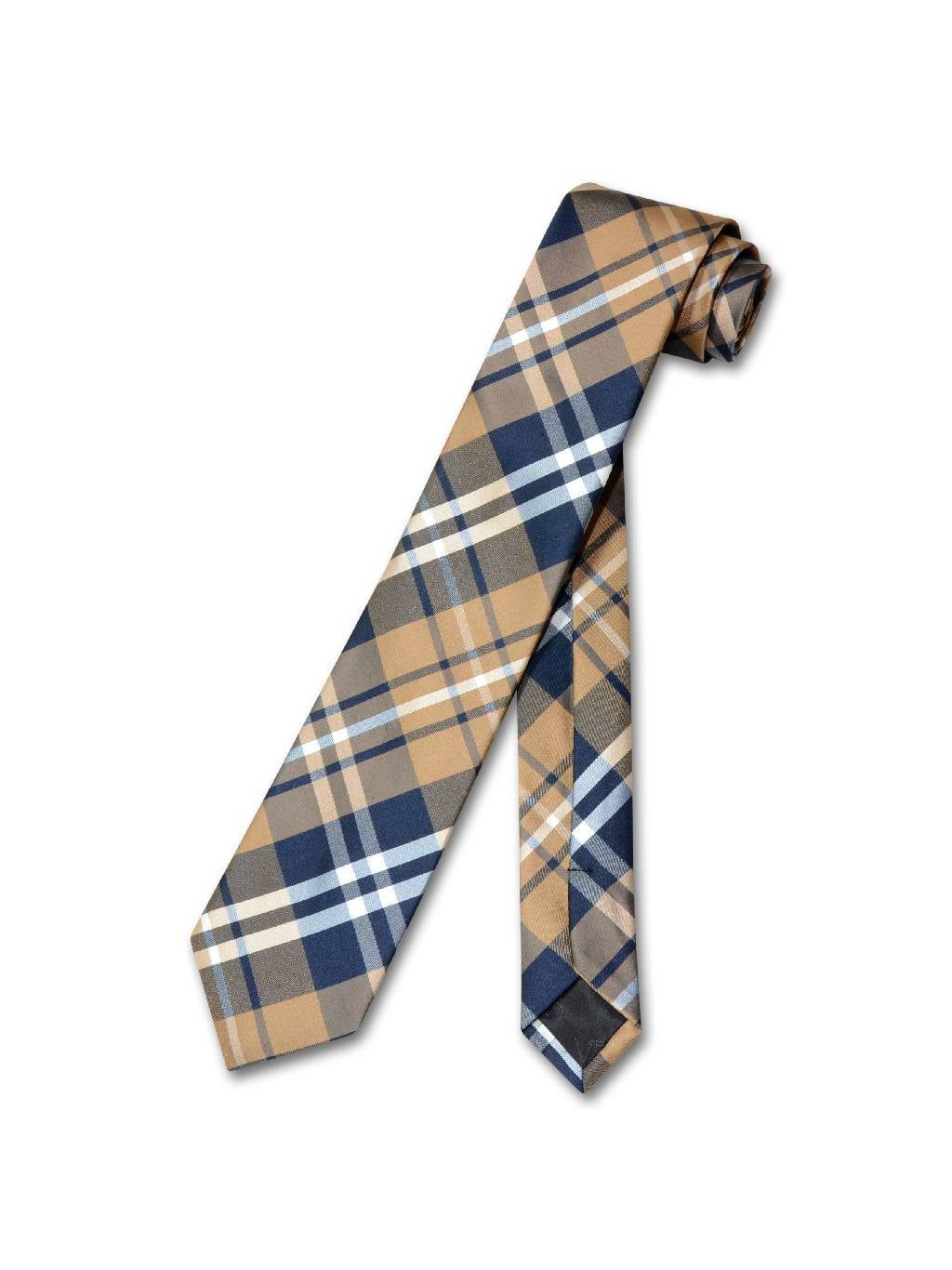 New Men's Vesuvio Napoli plaid 2.5" skinny Neck Tie Necktie only Wedding Brown 