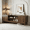 Walnut, variant on 55-Inch Mid-Century Modern TV Stand, Entertainment Center with Storage for 55/65 Inch TV, Media Console with Slatted Doors and Solid Wood Legs, oak