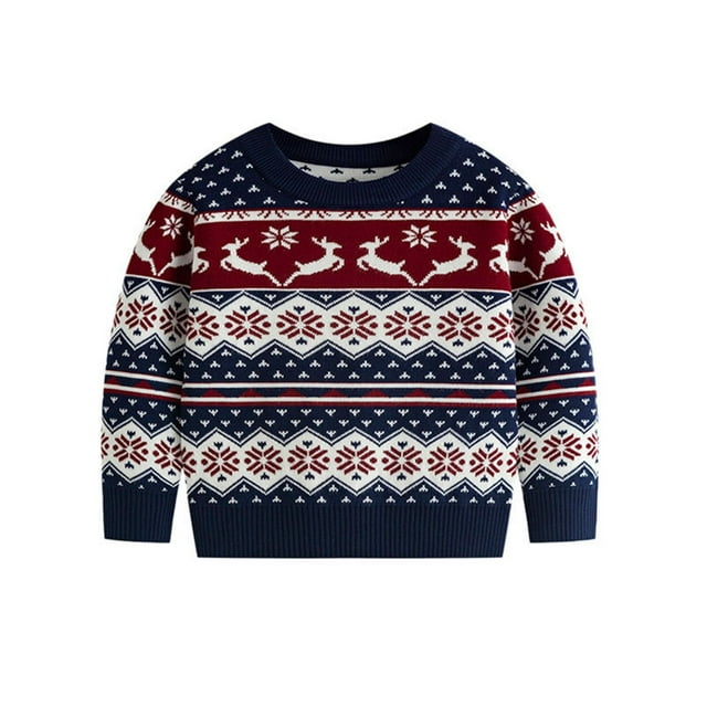 LOVZFMLL Sweater Chandails pour Garçons, Col Rond Chandail Côtelé Rayé Classique, Imprimé Décontracté Vêtements d'Automne Noël Hauts Chauds d'Hiver Vêtements pour Garçons de 6-7 Ans