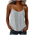 thumbnail image 2 of Ynynloco Spaghetti Straps V Neck Cotton Linen Tank Tops for Women Loose Fit Flowy Camisole Summer Casual Basic Sleeveless Shirts, 2 of 7