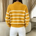 thumbnail image 4 of Dweltoz Womens Pullover Top Quarter Zip Striped Sweater Oversized Collared Long Sleeve Knit Cozy Fall Winter Casual Outfits 2026,Yellow L, 4 of 4