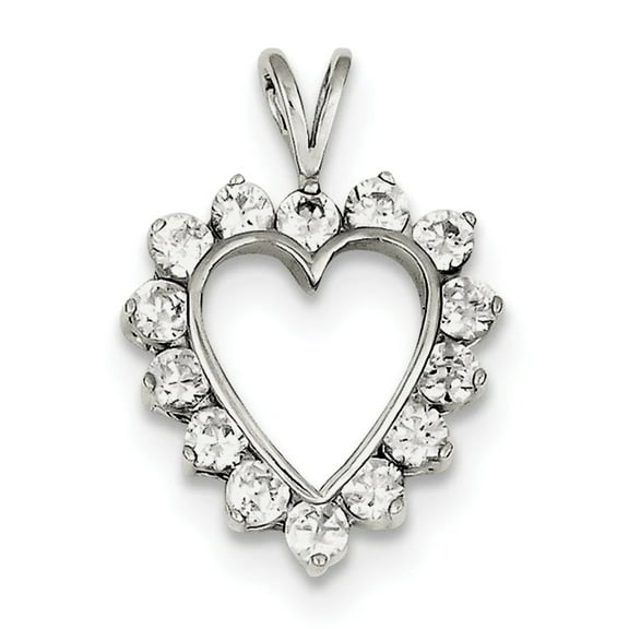 925 Sterling Silver Solid Polished Prong set Cubic Zirconia Love Heart Pendant Necklace 24x17mm Wide Pendant for Women