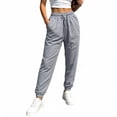 thumbnail image 4 of GZMOALH Women's Waffle Knit Jogger Pants, Elastic Waist with Side Pockets and Tapered Cuffs for Casual Daily Wear, 4 of 6