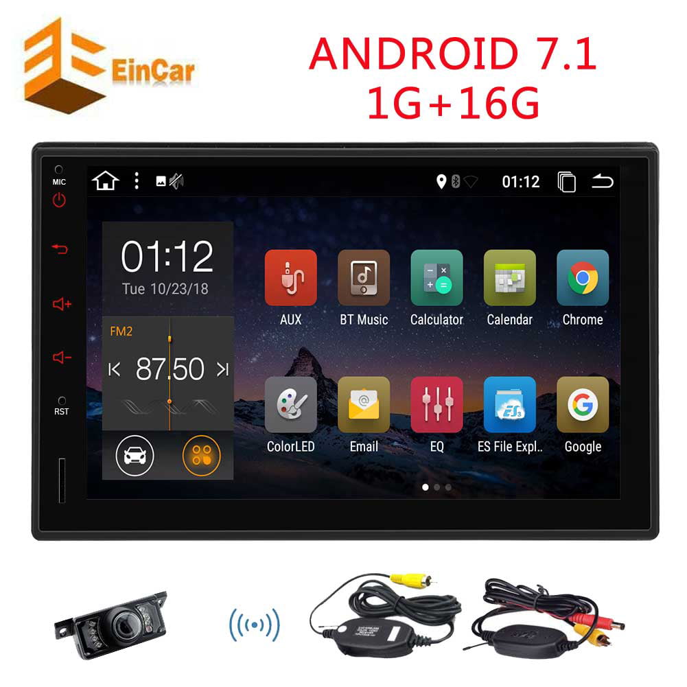 Android 7.1 Quad Core 1G DDR3 16G Car Radio Stereo 7 Inch Capacitive Touch Screen High Definition 1024600 GPS Navigation Bluetooth USB SD Player NAND Memory Flash AN-7024 