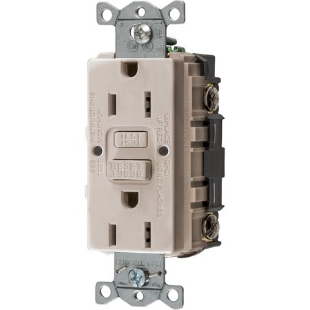 Bryant Electric GFRST15LA 15 Amp 125V Commercial/Residential Self Test Duplex GFCI Receptacle, Light Almond