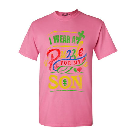 Shop4Ever Men's I Wear a Puzzle for my Son Autism Graphic