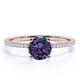 thumbnail image 1 of JeenMata Anillo de Compromiso Clásico con Solitario Pavé de Alejandrita y Moissanita de Corte Redondo de 1 Quilate Creado en Laboratorio en Oro Rosa de 18 K sobre Plata, 1 of 4