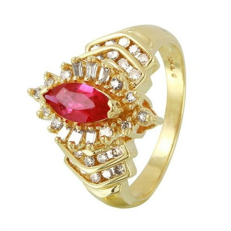 Foreli 1.23CTW Ruby And Diamond 10k Yellow Gold Ring
