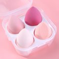 thumbnail image 1 of Xiao Hua Juego de 4 esponjas de maquillaje, esponjas para difuminar maquillaje líquido y en crema, cobertura modulable, esponjas para base natural, espuma sin látex con estuche, rosa A04, 1 of 4