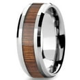 thumbnail image 2 of Tungsten Wedding Band Ring 8mm Men's Engagement Silver & Koa Wood Inlay Lifetime Warranty, 2 of 4