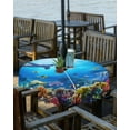 thumbnail image 2 of nqOlkjepod Shark Outdoor Tablecloth with Umbrella Hole & Zipper, Blue Ocean Underwater Animal Coral Tropical Fish Round Table Cover 60 Inch, Dining Waterproof Table Cloth Protector for Patio/Party, 2 of 7