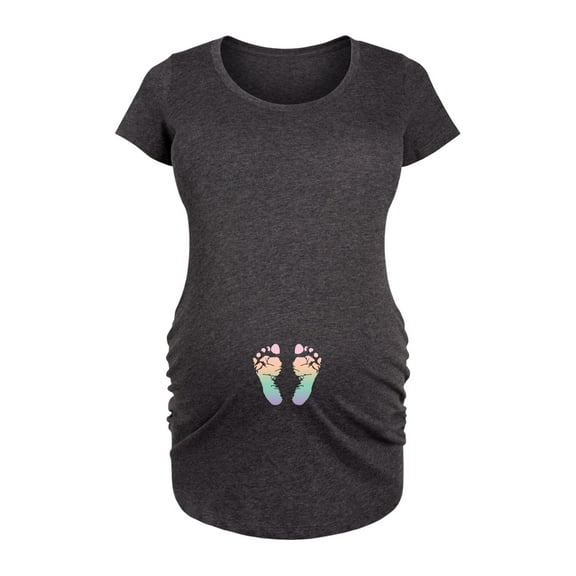 Bloom Maternity - Rainbow Footprints - Maternity Scoop Neck T-Shirt