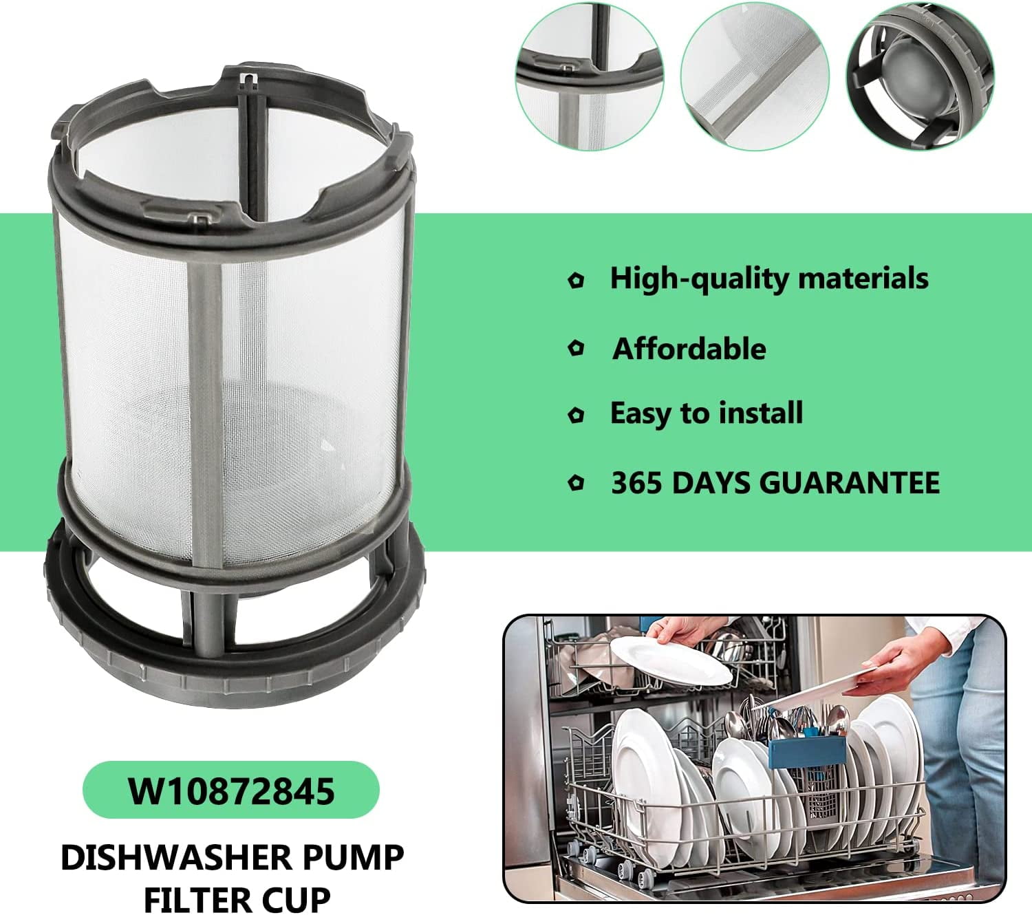 Dishwasher Mesh Cup Filter Compatible With Kenmore Model Numbers 665.13403N410, 665.13403N411, 665.13403N412