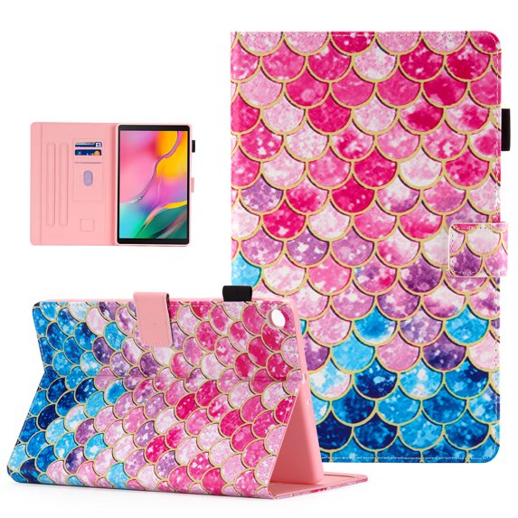 For Samsung Galaxy Tab A 10.1 Case 2019, SM-T510 2019 Tablet Case, Flip Leather Multi- Viewing Angles Stand Case, Soft Back Cover for Samsung Galaxy Tab A 10.1 inch Tablet , Mermaid Wall