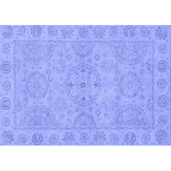 Ahgly Company Machine Washable Indoor Rectangle Oriental Blue Traditional Area Rugs, 7' x 9'