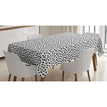 Ambesonne Black and White Tablecloth Rectangular Table Cover, Sketch Pattern, 60"x84", Black and White