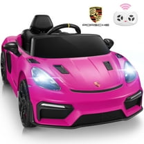 Porsche Ride on Cars for Kids, 12V Porsche 718 Battery Powered Ride on Sports Toy Car with Remote Control, Electric Car for Boys Girls 3-5 with Music/Bluetooth/LED Lights,4 Wheelers, Pink