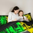 thumbnail image 5 of Feelyou Fashion Game Console Twin Bedding Sets 7-Piece for Kids, Green Gold Stripes Abstract Bedding Comforter Set, Video Game Controller Reversible Sheet Sets, Super Cozy Room Decor, 5 of 9