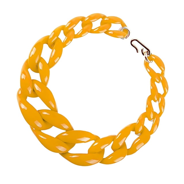 Decodeary Statement Piece Fashion Handmade Cuban Chain Collar For Dresses Jumpers Earth yellow