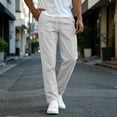 thumbnail image 5 of fatyb Mens Casual Pants Elastic Waist Drawstring Travel Pants Solid Color Lightweight Work Pants with Pockets, 5 of 7