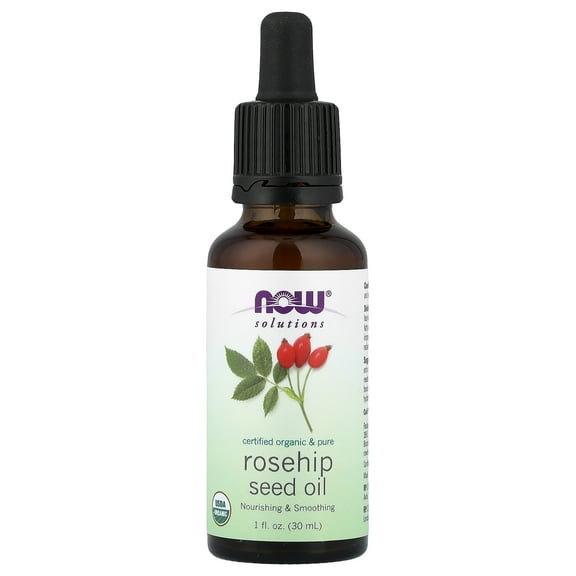 NOW Foods Solutions, Certified Organic Rose Hip Seed Oil, 1 fl oz (30 ml)
