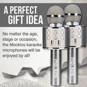 Mockins 2 Pack Silver Portable Microphones | Built in Bluetooth Speaker and Recording Mic