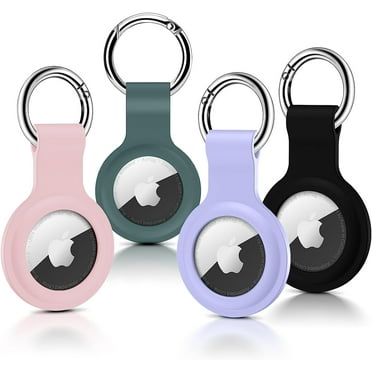 4 Pack Airtag Holder, Ultra Light Silicone Case for Airtags, Protective Cover Compatible with AirTag GPS Item Finders with Anti-Lost Keychain for Bags, Keys, Dog Cat Collar, Luggage (4 Colors)