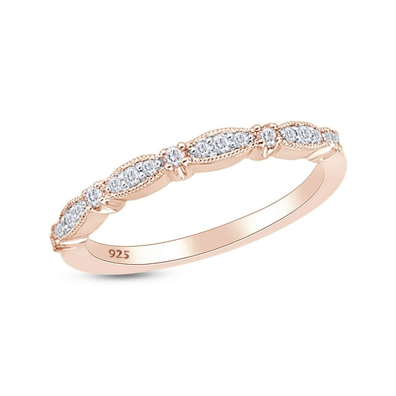 AFFY Round Cut Natural Diamond Vintage Style Wedding Band in 14K Gold Over Sterling Silver (0.14 Cttw)