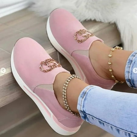 

Women s Slip-On Walking Shoes Flat Loafers Casual Breathable Anti Slip Shoes Breathable 40 Pink