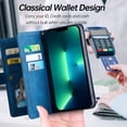 thumbnail image 5 of Case for iPhone 13, Multi-Functional Premium PU Leather Purse Flip Cover Classic Wallet Case with Card Slots Magnetic Wrist Strap Phone Case for Apple iPhone 13 - 6.1", Blue, 5 of 7