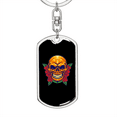 thumbnail image 6 of Calavera Mexican Day of the Dead Mexican Sugar Skull Stainless Steel or 18k Gold Premium Swivel Dog Tag Keychain, 6 of 17