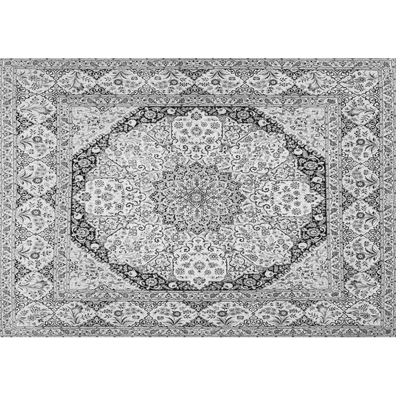 Ahgly Company Indoor Rectangle Medallion Gray Traditional Area Rugs, 8' x 12'