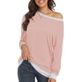 thumbnail image 3 of Long Sleeve Shirts for Women Casual Pullover Tops Sweatshirts for Women(Pink L), 3 of 6