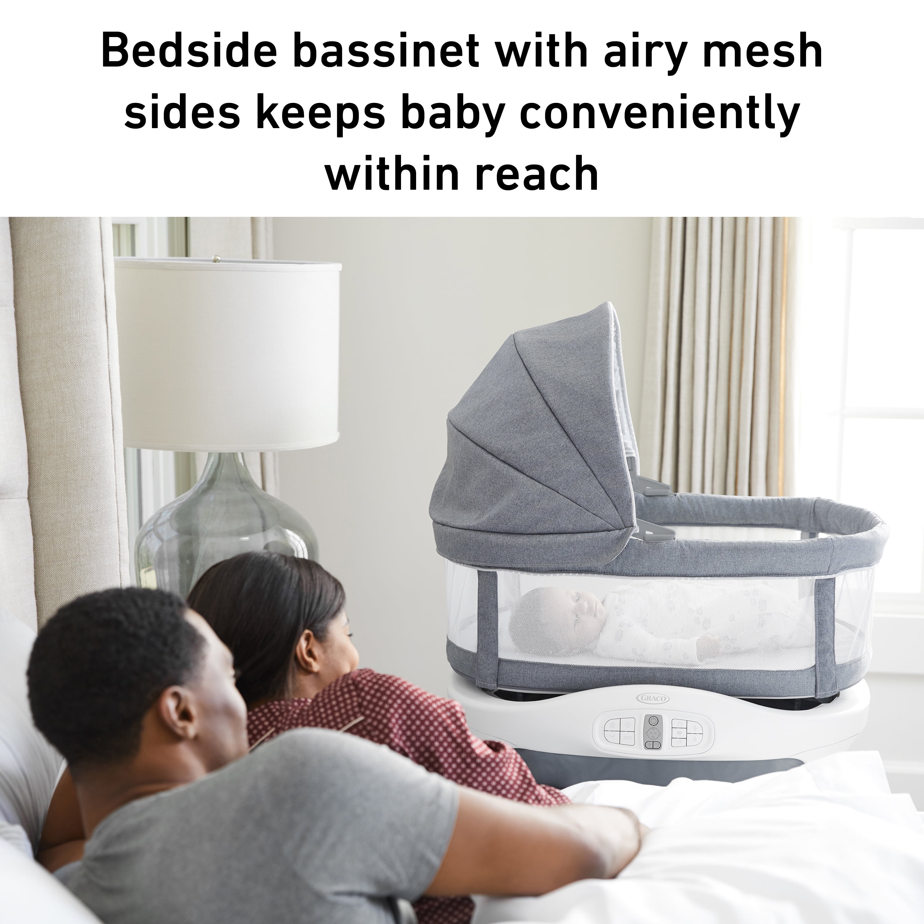 Graco Sense2Snooze Bedside Moving Sleeper Bassinet with Cry