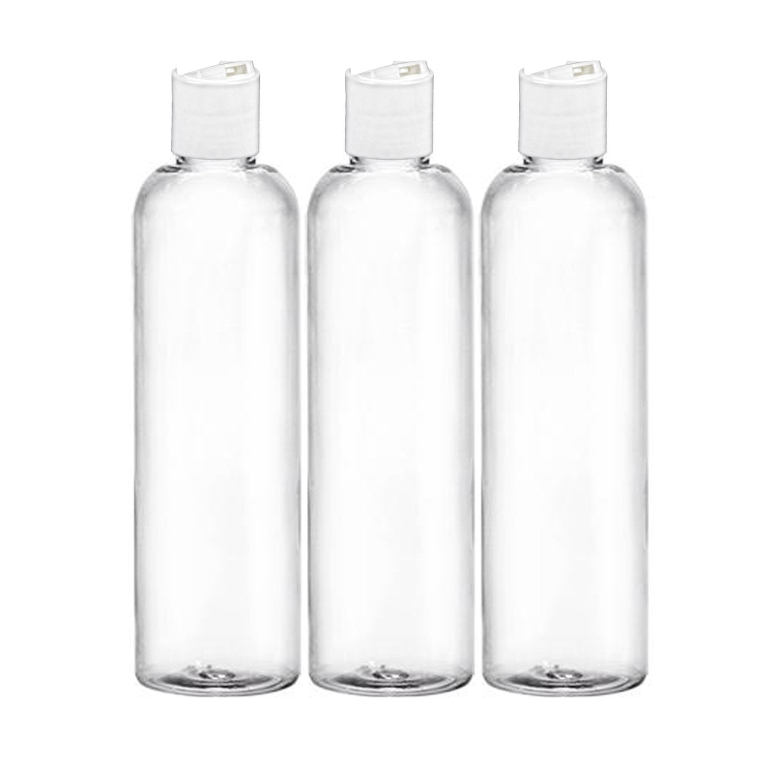 MoYo Natural Labs 8 oz Travel Bottles, Empty Travel Containers with Disc Caps, BPA Free PET Plastic Squeezable ToiletryCosmetic Bottles Pack of 3,