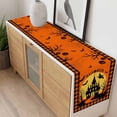 thumbnail image 4 of Halloween Table Runner - 72 Inch Long, Kitchen Dining Table Runner Dresser Scarves, Orange Plaid Castle Pumpkin Witch Bat Check Farmhouse Decor for Coffee Tables Wedding Party Banquet, 4 of 7