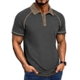 thumbnail image 1 of pstuiky camisetas para hombre, Blusa de manga corta con cuello vuelto, transpirable, con botones y color liso para hombre camisas casuales para hombre l, 1 of 7