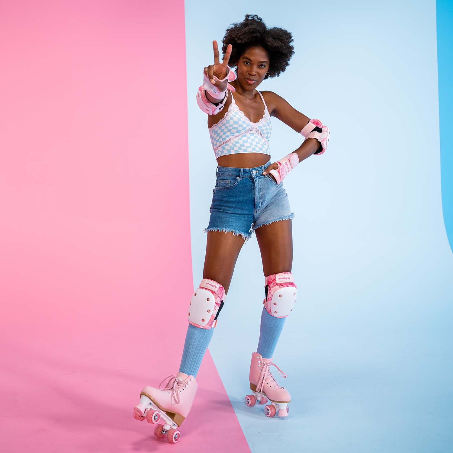 Prettyfly Retro Quad Adult Skates - Pastel Pink (Size 7), One Pair, Women Skates