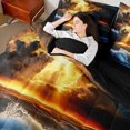 thumbnail image 4 of Homewish Teens Adults Natural Disaster Lightning Bedding Comforter Set 7 Pieces,Ocean Sea Theme Full Bedding Set Lightweight,Abstract Gradient Fitted Sheet Flat Sheet,Lightweight Room Decor, 4 of 8