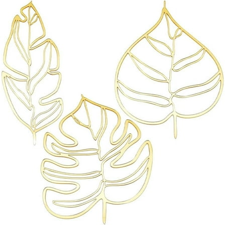 3Pcs Leaf Mirror Wall Stickers 3 Styles Mirror Decals Art Mural Wall Stickers Decor 3D Mirror Self-Adhesion Removable Acrylic for Home Studio Living Room Bedroom(Golden) Gold